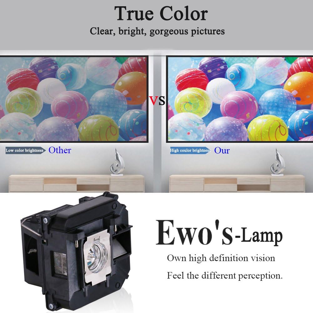 EWO'S Projector Lamp Bulb for Elplp60/v13h010l60 Epson PowerLite 420 425W 905 92 93 95 96W 1835 430 435W 915W D6150 v13h010l61/Elplp61 Replacement Projector Lamp Bulb: Office Products
