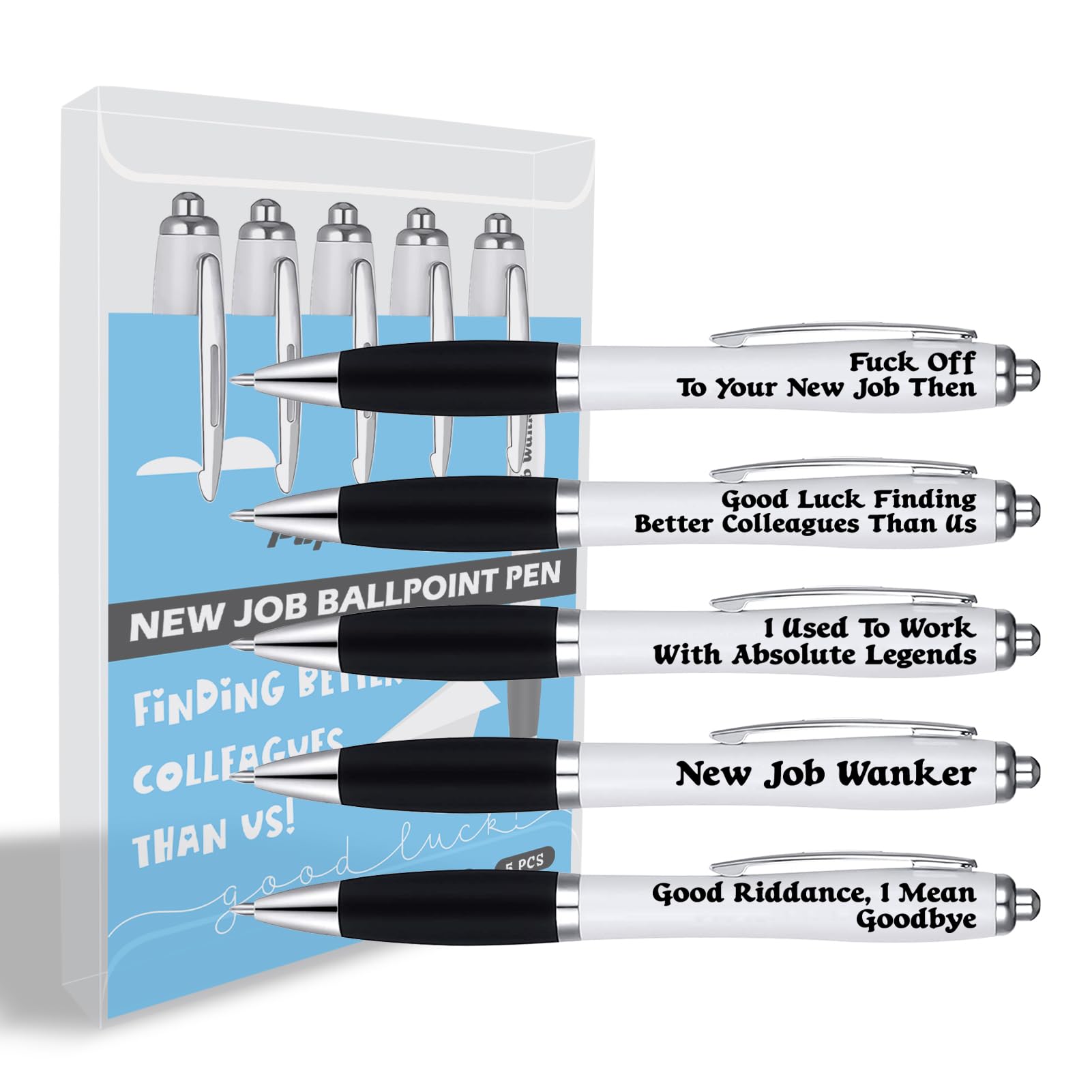 Leaving Gifts for Colleagues - Funny Rude New Job Present With Card, Good Luck Pen for Work Colleagues, Goodbye Gift for Women and Men