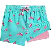 maamgic Boys Swim Trunks with Compression Liner Toddler Stretch Swim Shorts