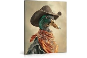 Vintage Hunting Duck Western Wall Art, Framed Canvas Prints Paintings Pictures Wall Decor, Duck Home Decor for Bedroom Living
