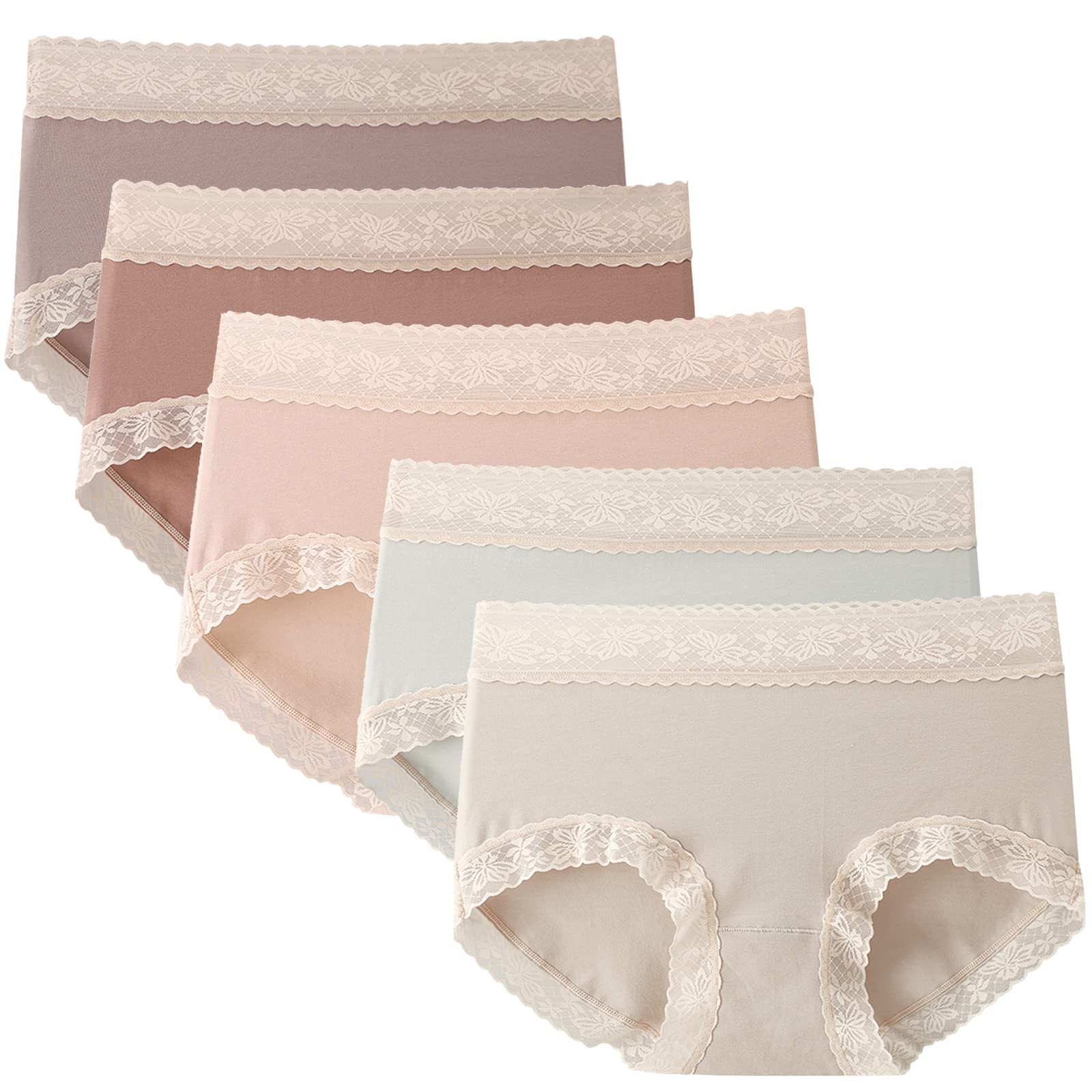 Women's Underwear, Lace, Cotton, Breathable, Elastic, Nice Butt, Hibble, Won't Digg, Set of 5