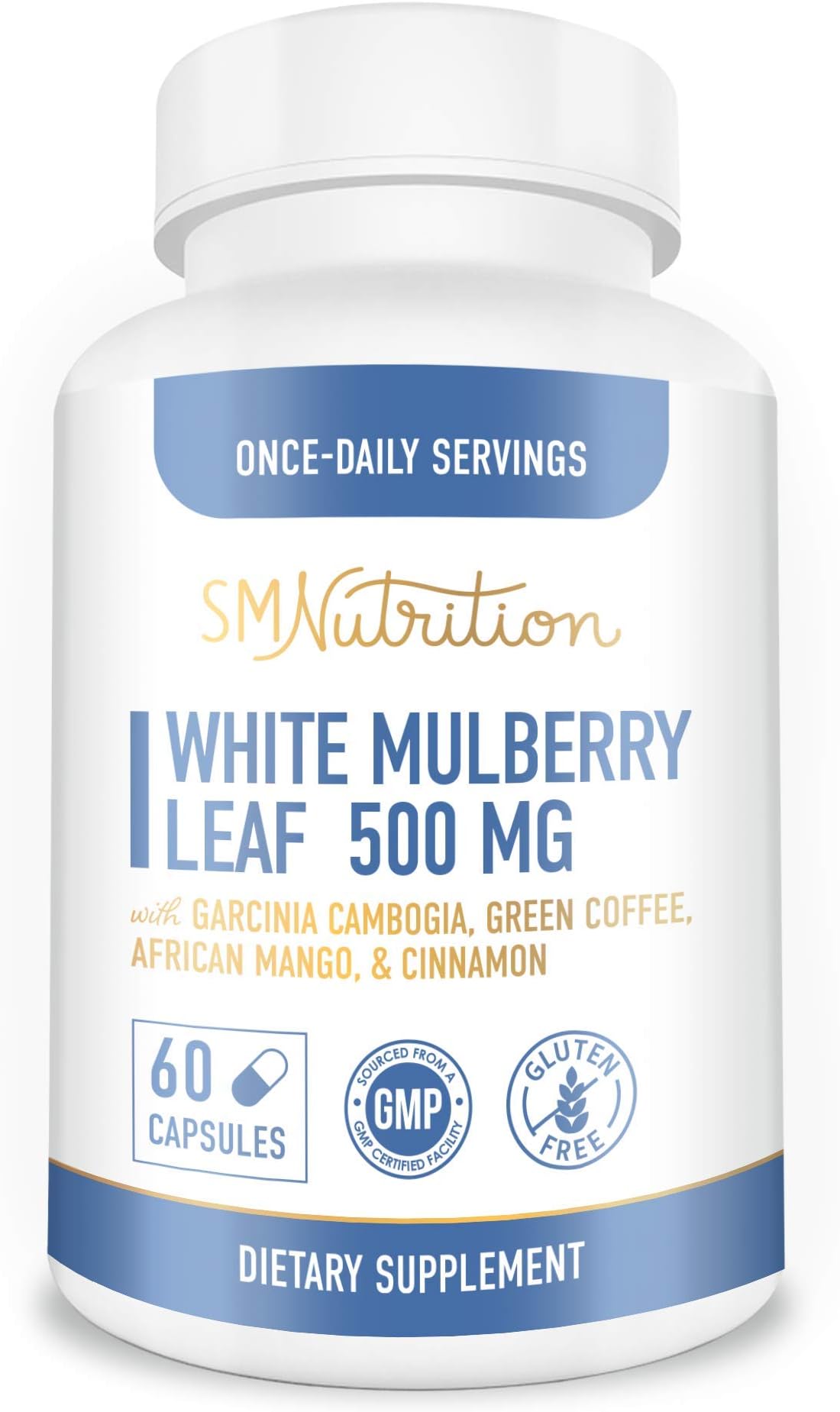 White Mulberry Leaf Extract 1000mg (60 Capsules) Plus Garcinia Cambogia, Green Coffee Bean, Cinnamon, African Mango Extract - Supports Weight Loss & Appetite* - Gluten-Free, Vegetarian