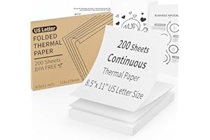 MULTILABEL Continuous Thermal Printer Paper 8.5" x 11" US Letter Size - High-Efficiency Durable Printing for Home Work, Printing Contract, Compatible with Most Thermal Printers (200 Sheets/Continuous Folding)