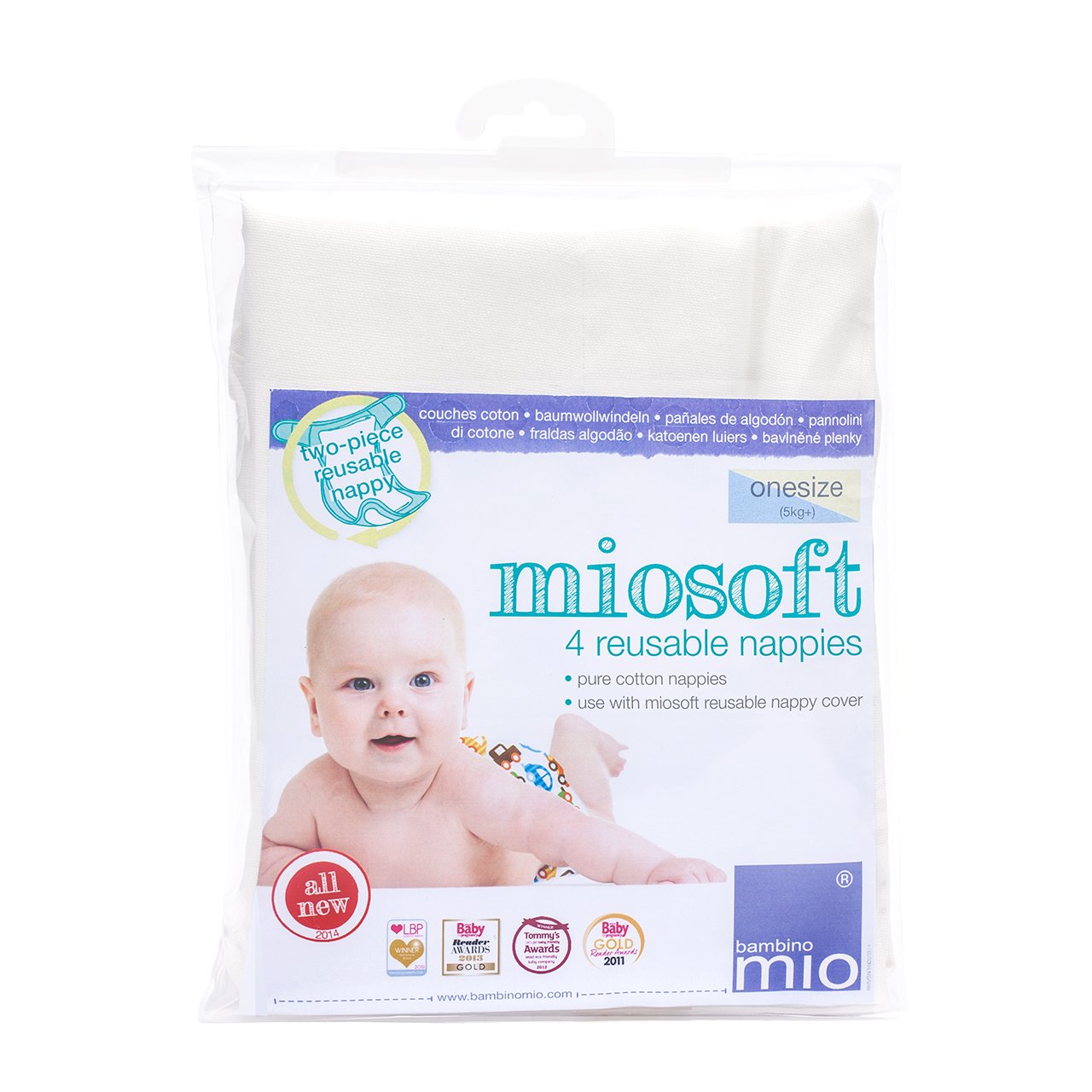 Bambino Mio, Mioduo Foldable Reusable Nappies, 4 Pack