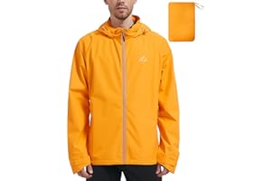 ATLASLAVA Men's Packable Rain Jackets Lightweight Waterproof Reflective Windbreaker Coat with Hood Cycling Running Golf