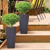 IDEALIST Set of 2 Small 38cm Tall Planter Dark Grey Reinforced Stone view 8