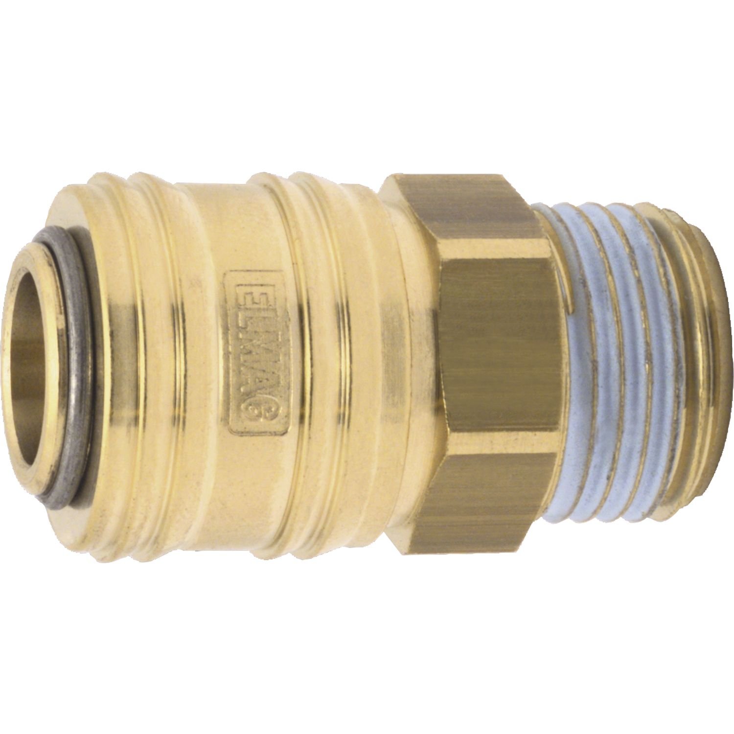 ELMAG 42304 Brass Euro Compressed air Coupling Made External Thread 1/2 inch, Messing