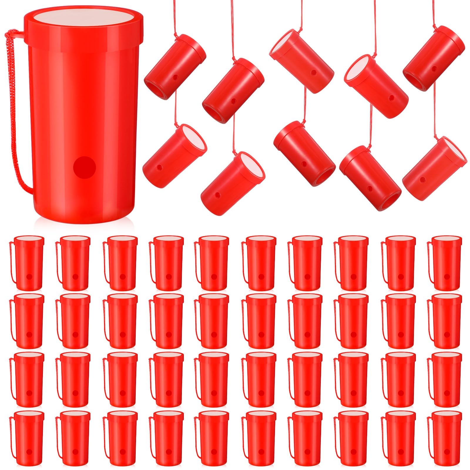 Photo 1 of Jenaai 50 Pcs Mini Air Horn 3 Inch Noisemakers for Sporting Events Fun Stadium Loud Noise Maker Blow Horn Noise Whistle with Lanyard for Birthday Party Celebrations Goodie Bag(Red)