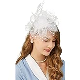 Cizoe Fascinators Hat for Women Tea Party Headband Kentucky Derby Wedding Flower Cocktail Mesh Feathers Hair Clip