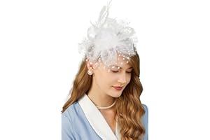 Cizoe Fascinators Hat for Women Tea Party Headband Kentucky Derby Wedding Flower Cocktail Mesh Feathers Hair Clip