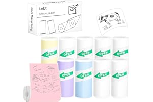 LEBT Mini Printer Paper Thermal Sticker printer Paper Mini Thermal Printer Paper Photo Printer Labels kids camera paper 10 roll Suitable for Various Inkless Sticker Printers