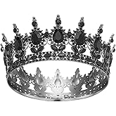 Queenship Crown for Women, Crystal Queen Crown for Birthday Costume Party Celebration, Black
