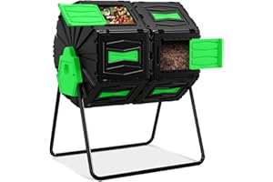 MARCYTOP Compost Tumbler, Easy Assemble & Efficient Outdoor Compost Bin, 45 Gallon/170 Liter Large Dual Chamber Rotating Composter for Garden, Kitchen, and Yard Waste, Green Door