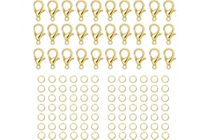 BOYIVI 500 Pieces Set Lobster Claw Clasps 100 Lobster Clasps 400 Open Jump Rings for Jewelry Making Bracelet Necklace DIY Jewelry Making Findings Crafts Fastener Hook (Gold)