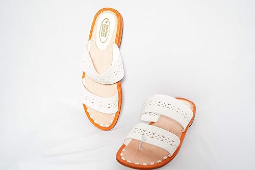 white leather chappals