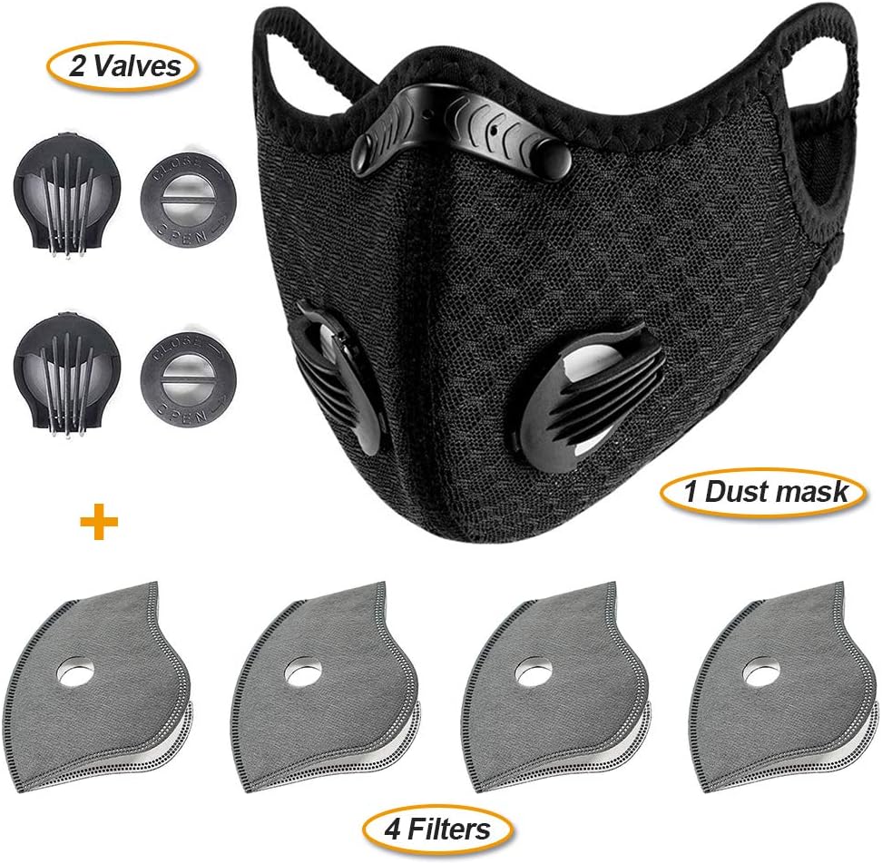 eaglecam Black Half Face Outdoor Sport Reusable Activated Carbon Dustproof Respirator Safety Respirator Activated Carbon Anti Cold Sports Filter Bicycle Mountain Bike Riding