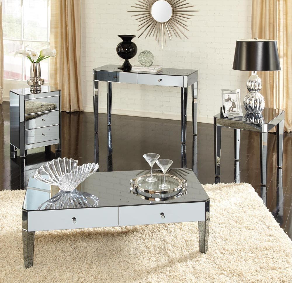 Standard Furniture Parisian 4 Piece Mirrored Coffee Table Set
