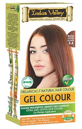 Indus Valley Medium Copper Blonde Gel Hair Dye Colouring Kit 8 4