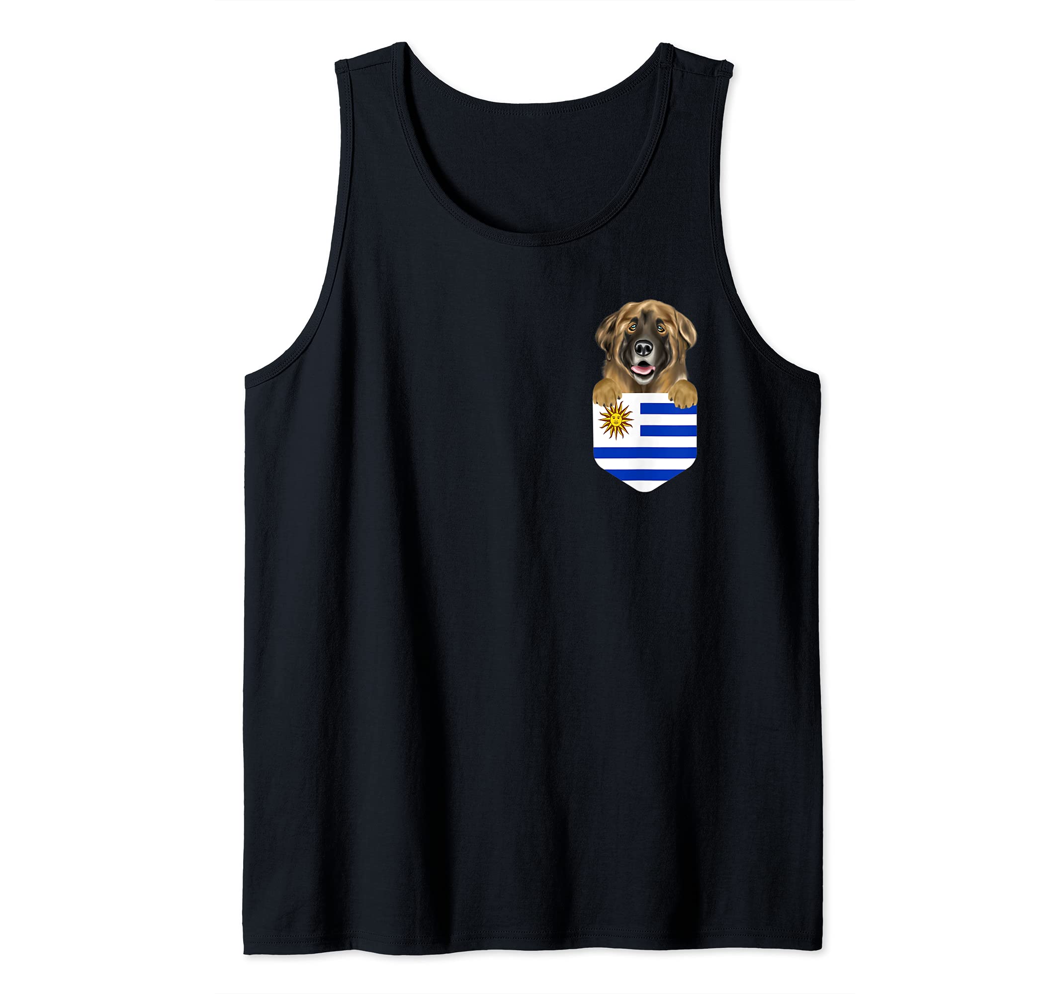 Uruguay Flag Leonberger Dog In Pocket Tank Top