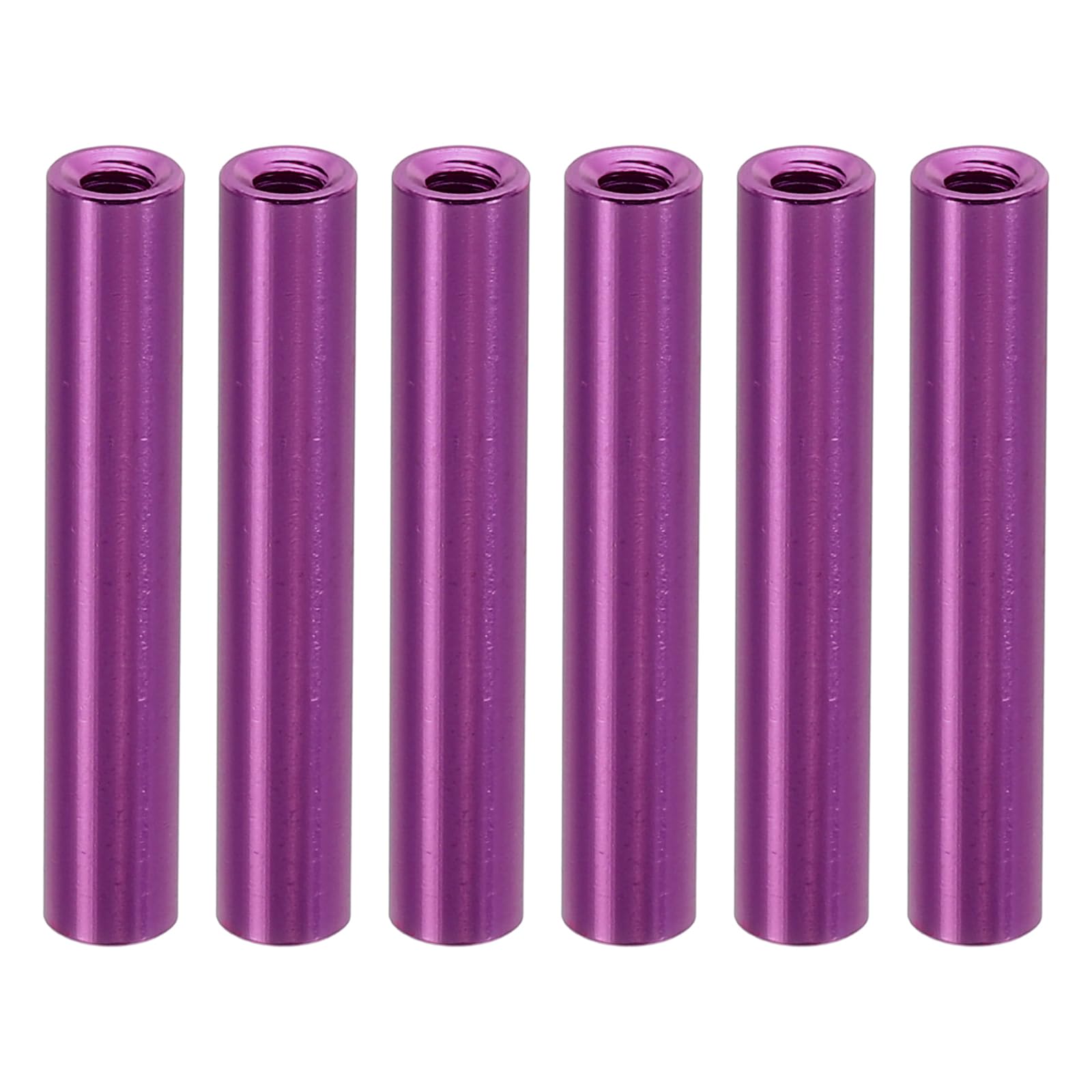 PATIKIL 6pcs M3 Metal Threaded Standoff Spacer Nuts, Round Aluminum Spacers Female Coupling Screws, 1/8" ID x 3/16" OD, Purple 3x5x30mm