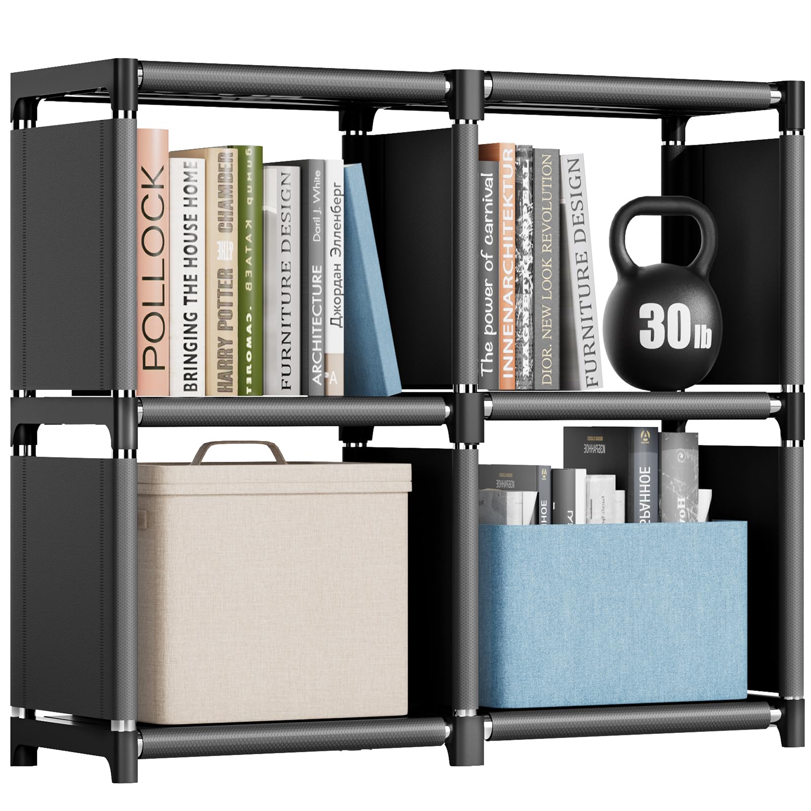 Photo 1 of Mavivegue Book Shelf, 4 Cube Storage Organizer, DIY Bookcase, Metal Cube Bookshelf,Book case for Bedroom, Living Room,Office,Closet Storage Organizer, Black Cubicle Storage Rack