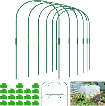 Greenhouse Hoops 60Pcs Frame Kit for Raised Beds 17In Detachable Fiberglass