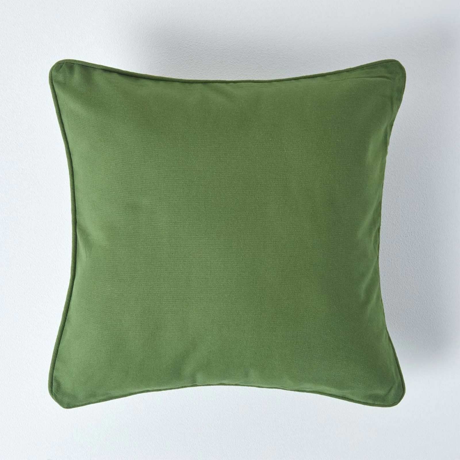 HOMESCAPES - 100% Cotton Plain Dark Olive Green Cushion Cover - 45 x 45 cm Square - 18 x 18 Inches - Sofa Cushion Pillow Cover - Washable โ image 1