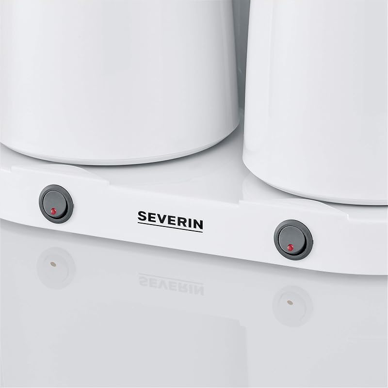 - Cafeteira de gotejamento duplo até 16 chávenas, cafeteira compacta com filtro / cafeteira americana com 2 garrafões térmicos, com desligamento automático, branca, KA 9314