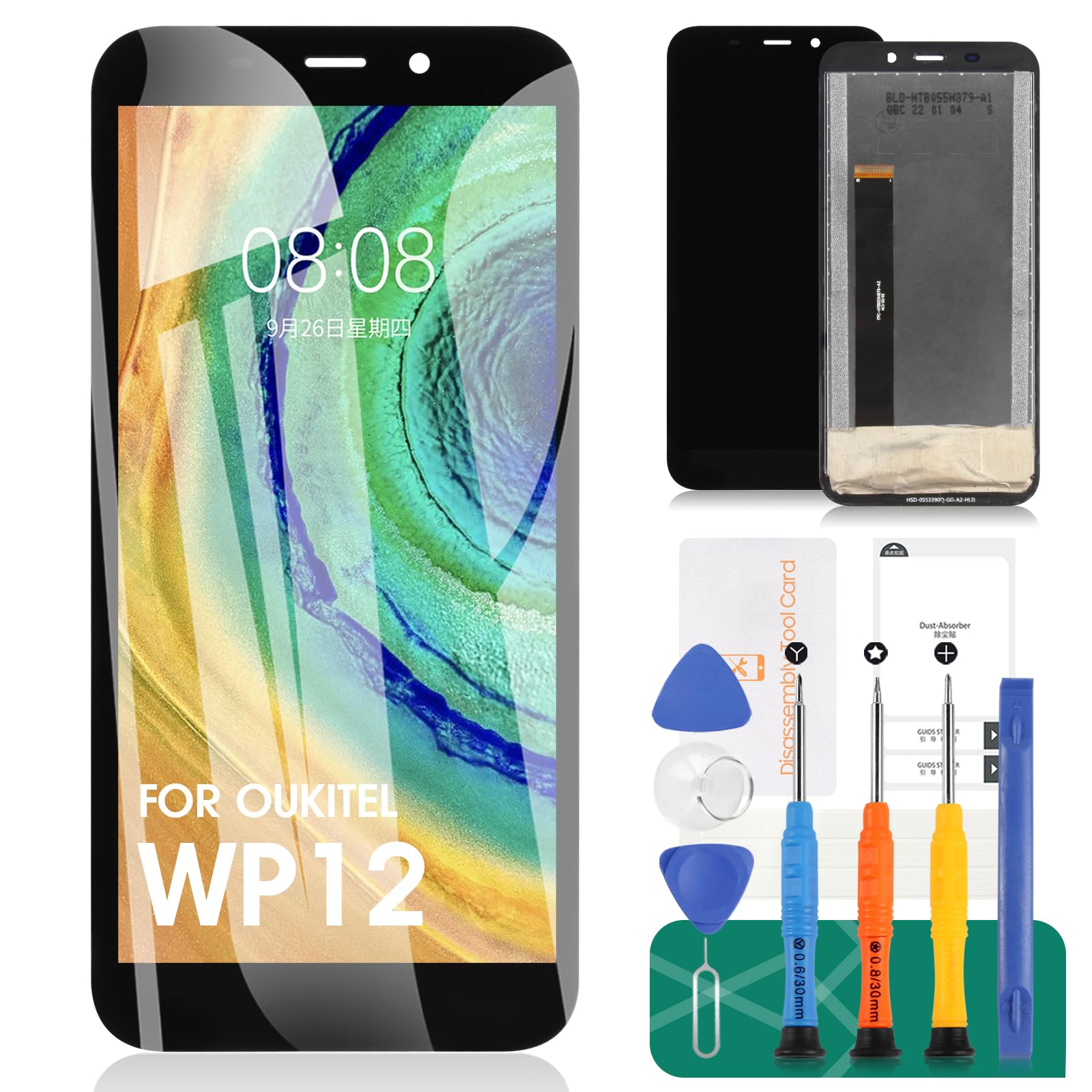 For Oukitel WP12 LCD Display For Oukitel WP12 Pro Screen Replacement Touch Digitizer Assembly Repair Kits (Black,Without Frame)