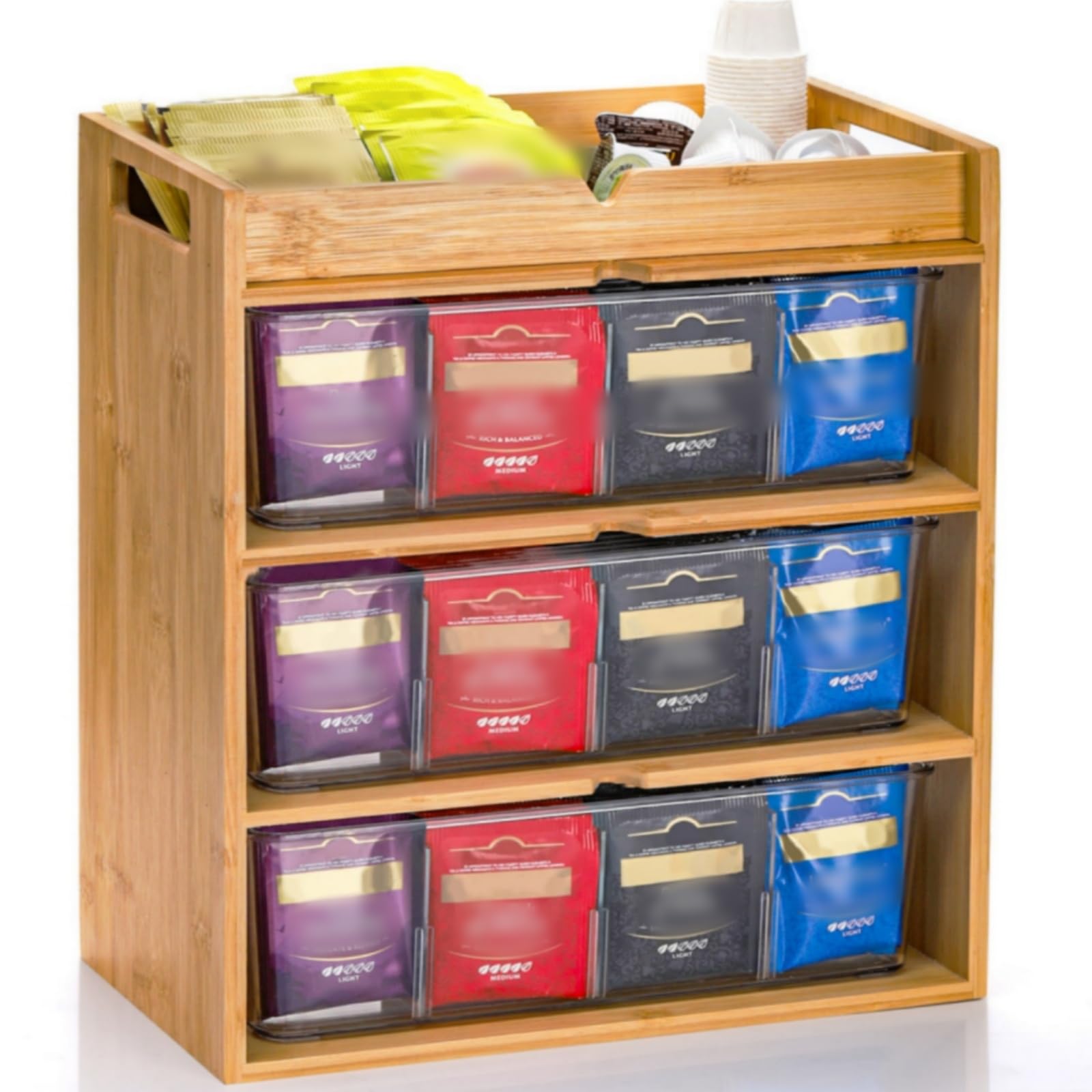 Vertical Rack Tea Tlence 3 Tier Bamboo Tea Bag Storage Organizer, 14