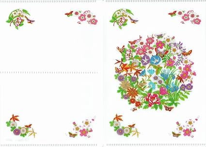 Amazon 集彩苑 オリジナルクリアファイル おくすり手帳 ａ６ サイズ 二つ折り 百花繚乱 白 クリアホルダー 文房具 オフィス用品