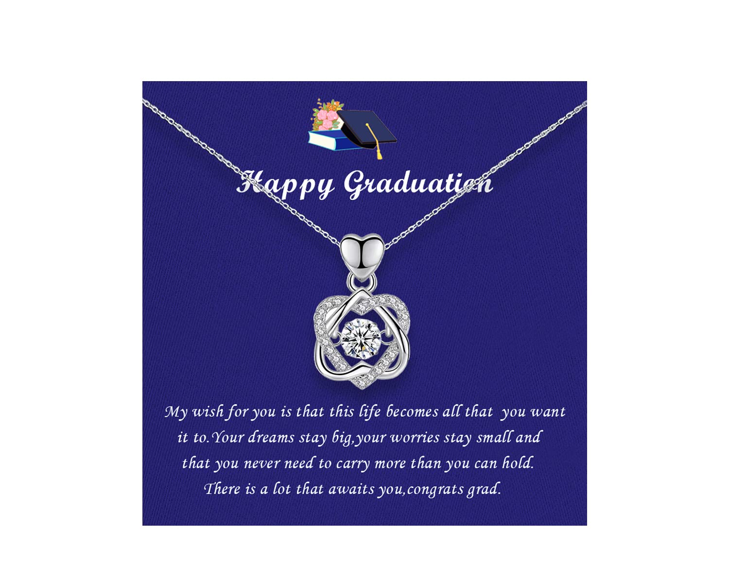 RYANDYPE Graduation Gifts for Her Sterling Silver Heart Necklace Class of 2022 Graduation Gifts for College High School