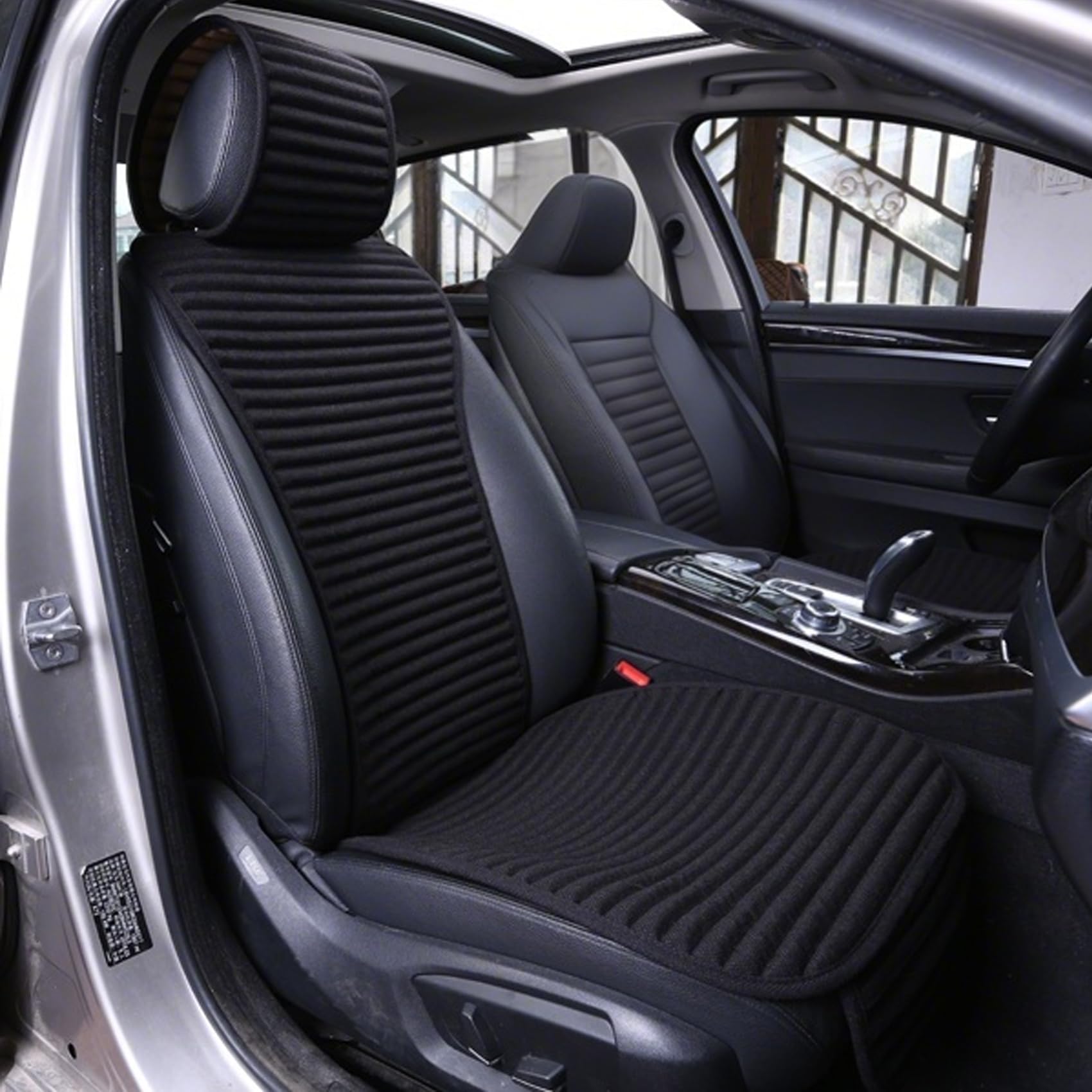 Photo 1 of Suninbox Car Seat Covers,Cloth Cars Seat Covers,Universal Fabric Car Seat Covers,Front Seats Only Air Bag Compatible,Cooling Car Seat Protector,Buckwheat Hull Breathable Comfortable Ventilated,Black