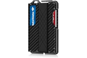 MURADIN Tactical Minimalist Wallet for Men, Slim RFID-Blocking Metal Card Holder, Front Pocket Men’s Nylon Leather Dapper Bifold Wallet with Money Clip