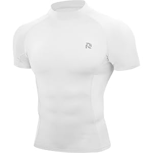 RIKUAOU Men's Short Sleeve Compression Shirt, Mock Turtleneck Athletic Base Layer Tops, Workout Undershirt for Gym Sports