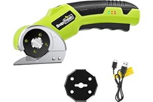 SnapFresh 4V Cordless Electric Scissors-Rechargeable Rotary Box Cutter w/ 2.0Ah Battery, 2 Self-Sharpening Blades, 285RPM,LED