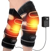 Corded Heated Knee Massager- Extra-Large Knee Heating Pad with 5 Vibration Modes & 3 Heating Levels, Power Connection, Three Timer Settings, Perfect Birthday Christmas Gift for Men, Women, Black
