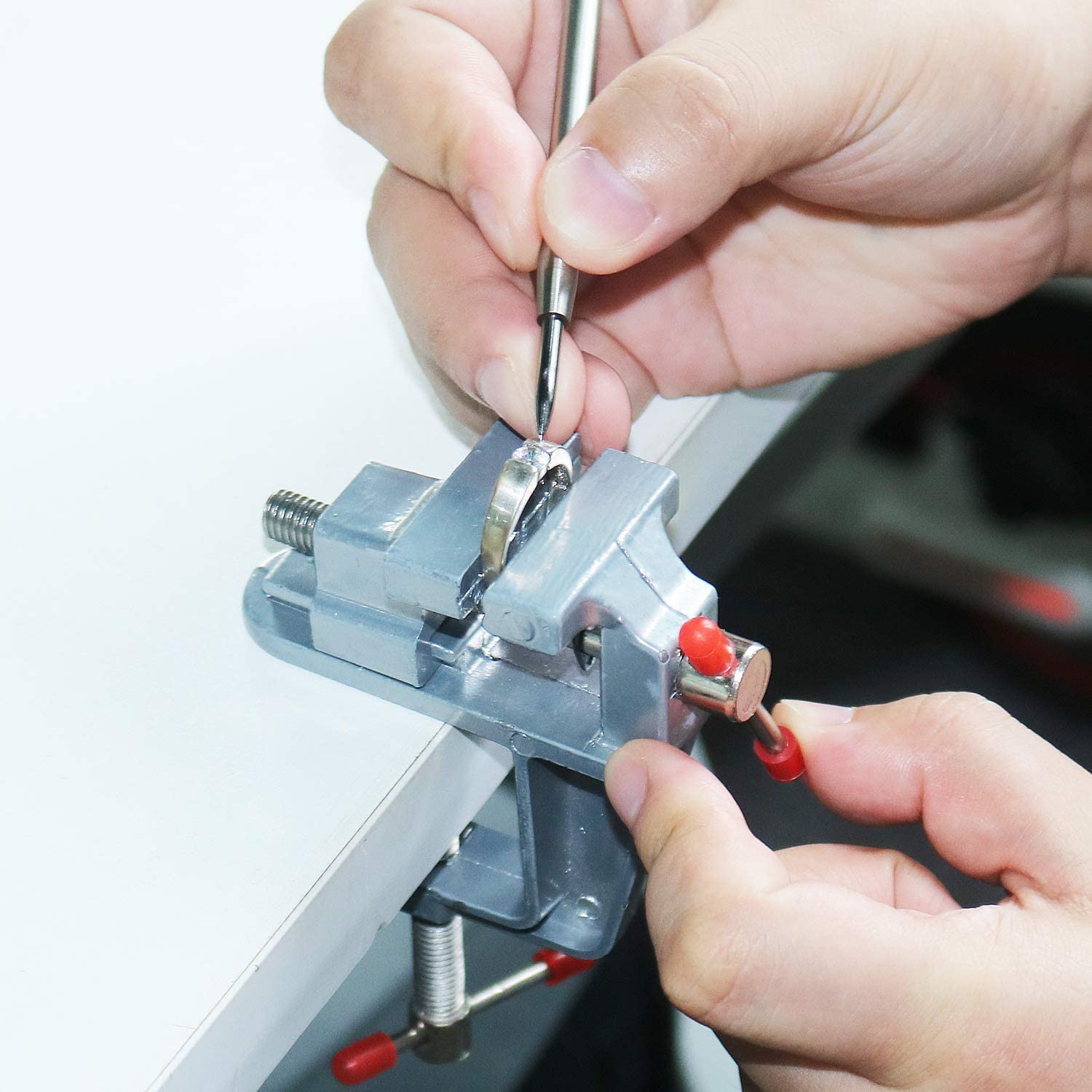 ULLOORD Mini Jeweler Table Clamp Small Hobby Bench Vice Jewelers Hobby Clamps Craft Table Repair Tool Portable Work Bench Vise