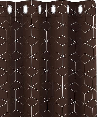 Deconovo Blackout Curtains Eyelet 46 x 72 Inch Chocolate One Pair