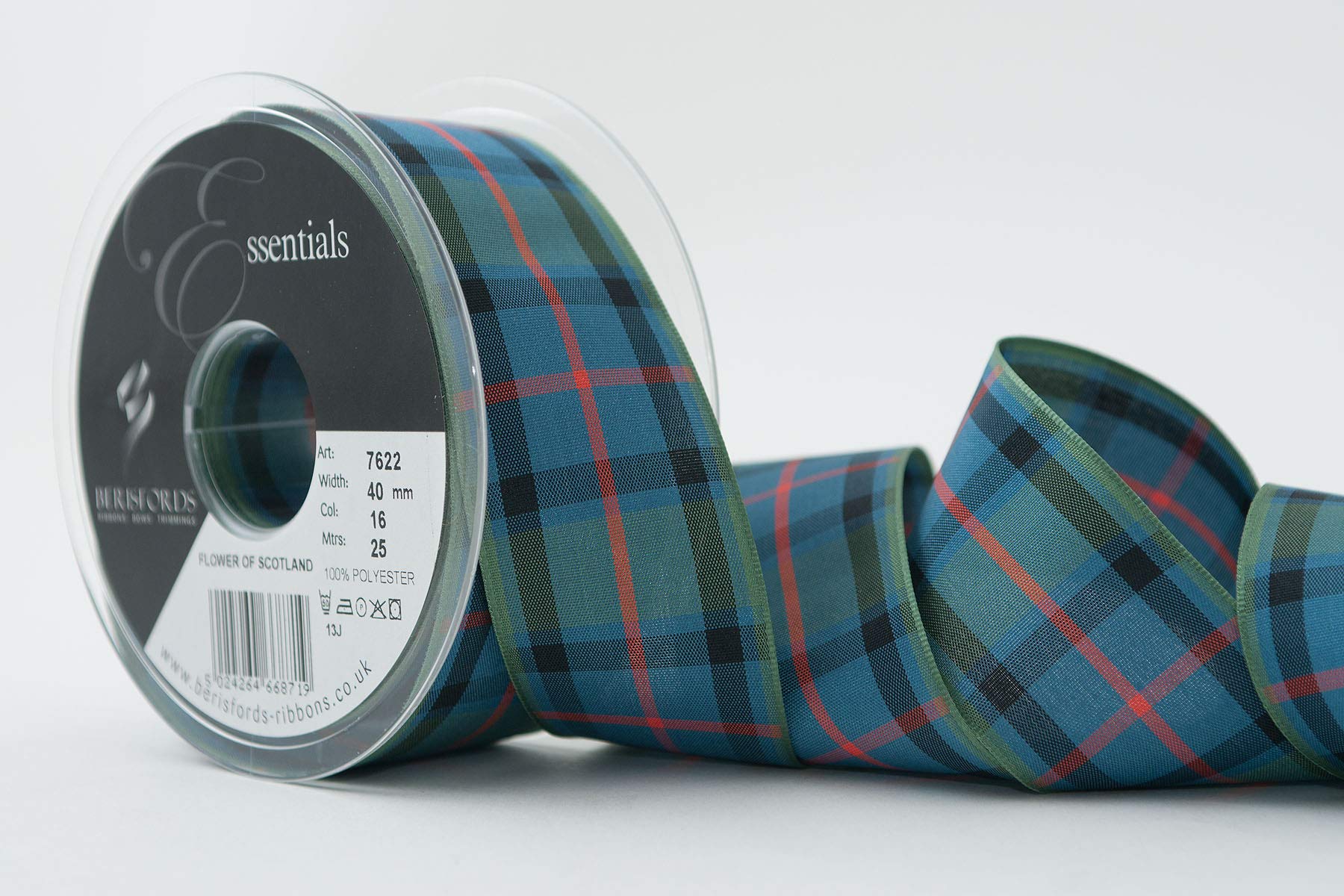 Berisfords 7622/40/16 40mm x 25m reel of Flower of Scotland Tartan Ribbon