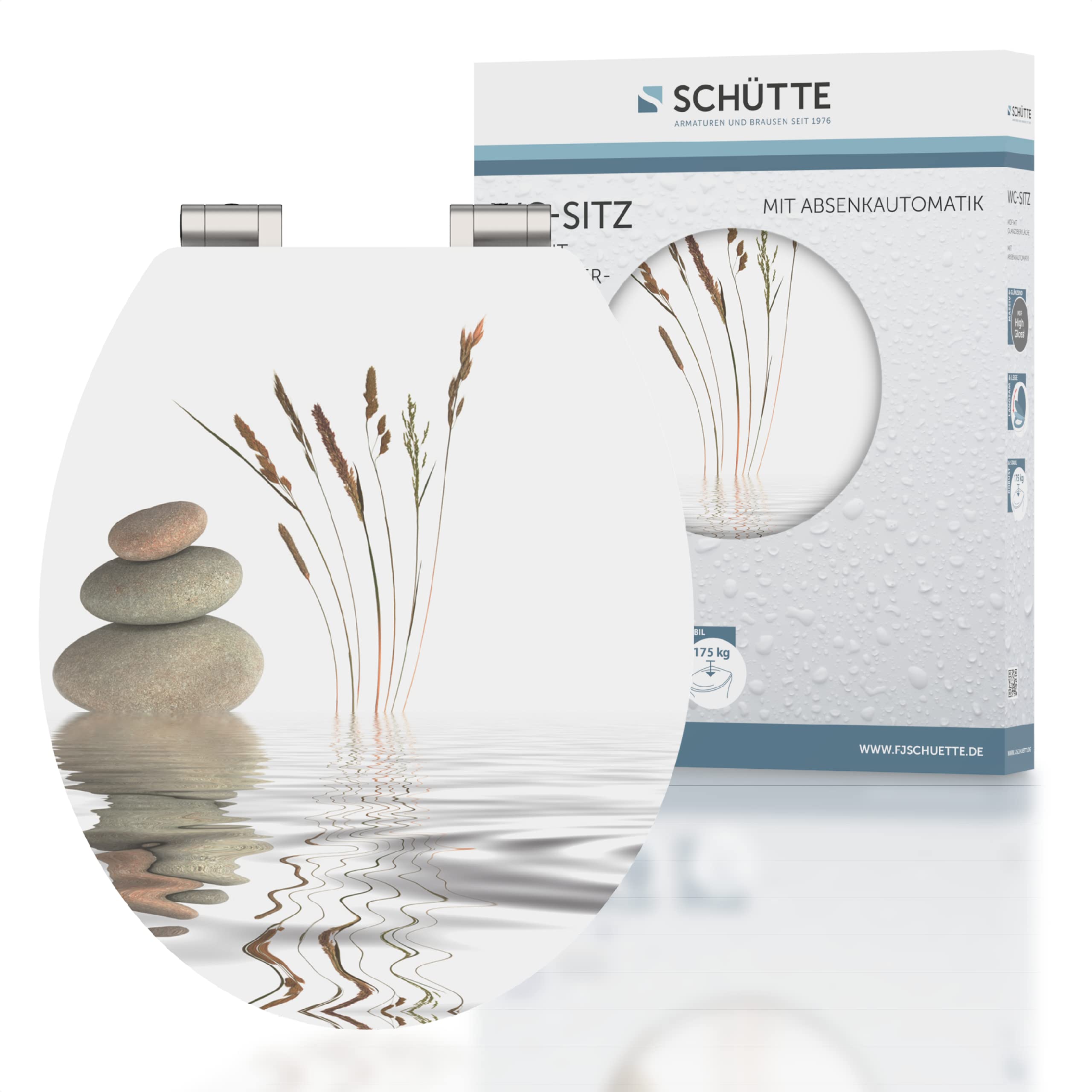 SCHÜTTE 80522 MDF HG Toilet Seat with Soft-Close Mechanism Motif