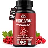 HerbaMe Blood Flow Care Blood Circulation &amp; Leg Vein Support, 120 Capsules | Horse Chestnut, Cayenne Pepper, Diosmin &amp; Butcher's Broom for Healthy Blood Flow, Vascular Function &amp; Leg Comfort