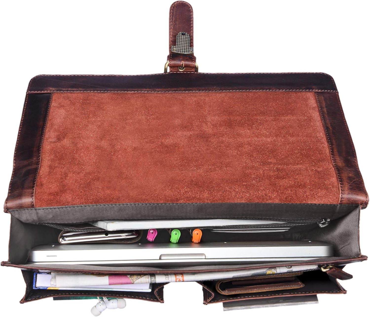STILORD "Aurelio" Conference Folder Leather with Handle A4 Portfolio Document Folder Sophisticated Vintage Design fit for 13,3 MacBooks Colour:Kara - Image 5