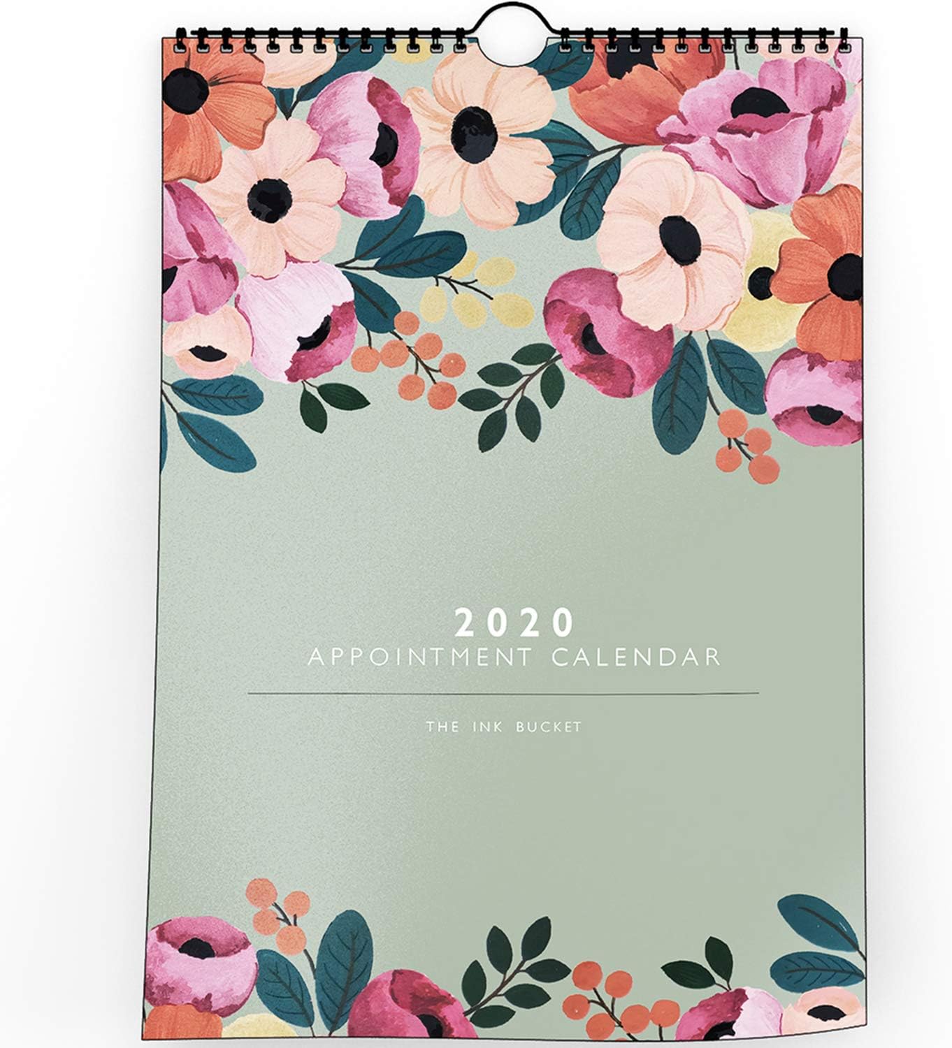HAPPYWAGON Appointment Monthly Grid View Beautiful Botanicals The Ink Bucket 2020 Hanging Wall Calendar with Space for Notes (Height 42 cm; Width 29.5 cms)
