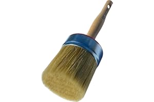 POL BRUSH 3 inch Stencil & Wax European Professional Round Paint Brush - Natural Bristles Wooden Handle - for Chalk, Wax, Acrylic, Oil, Watercolor, Stain, Varnish - for Art, Decor, Walls, Furniture, Woods