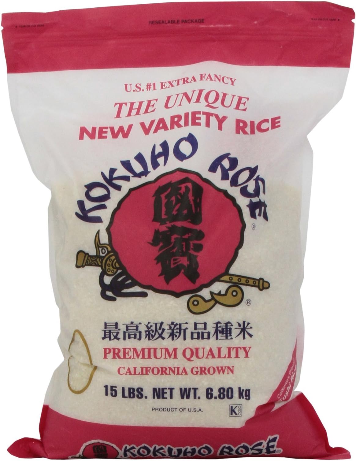 KokuhoRose Rice, 15-Pound - PACK OF 3