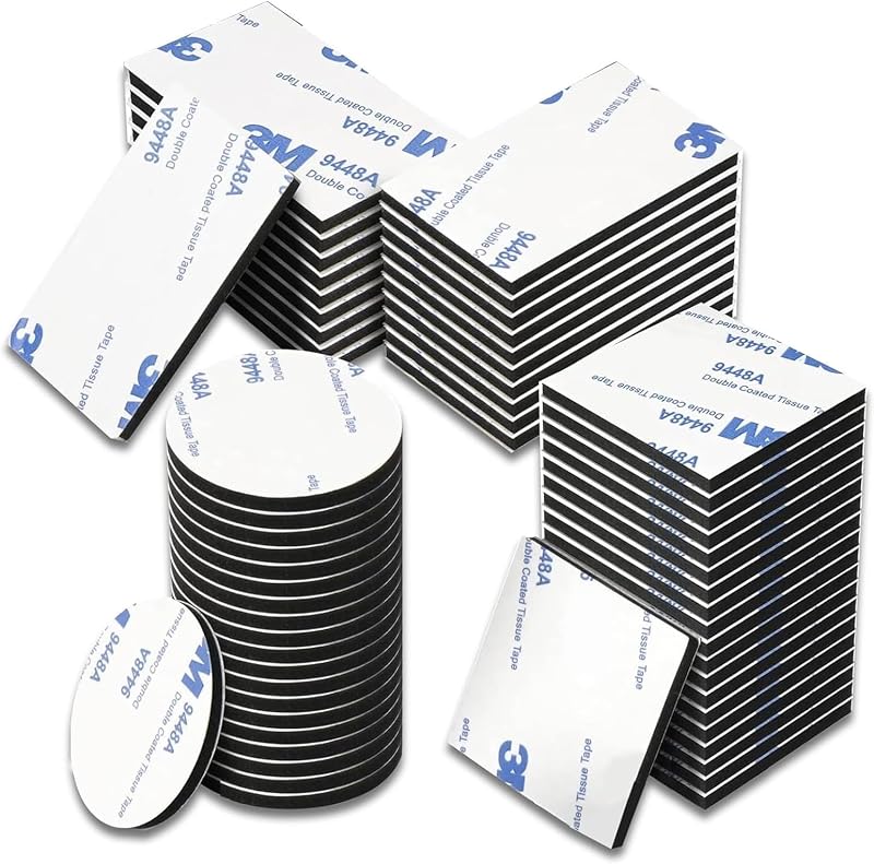 SOPSTUO Double Sided Sticky Pads 60 Pcs Heavy Duty Foam Pads 3 Sizes