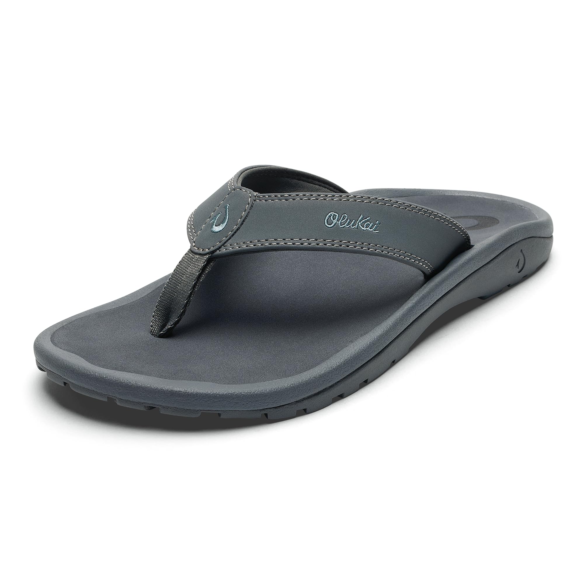 OLUKAI Ohana Men's Beach Sandals, Water Resistant Flip Flops, Arch Support & Comfort Fit, Lightweight & Durable, Enhanced Grip & Traction, Rock/Rock, 7 Image