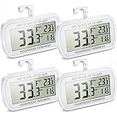 Waterproof Refrigerator Fridge Thermometer, Digital Freezer Room Thermometer, Max/Min Record Function Large LCD Screen and Magnetic Back for Kitchen, Home, Restaurants (4 Pack)