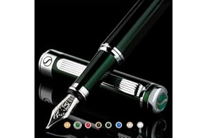 Scriveiner British Racing Green Fountain Pen - Stunning Luxury Pen with Chrome Finish, Schmidt Nib (Medium), Best Pen Gift Set for Men & Women, Professional, Executive, Office, Nice Pens